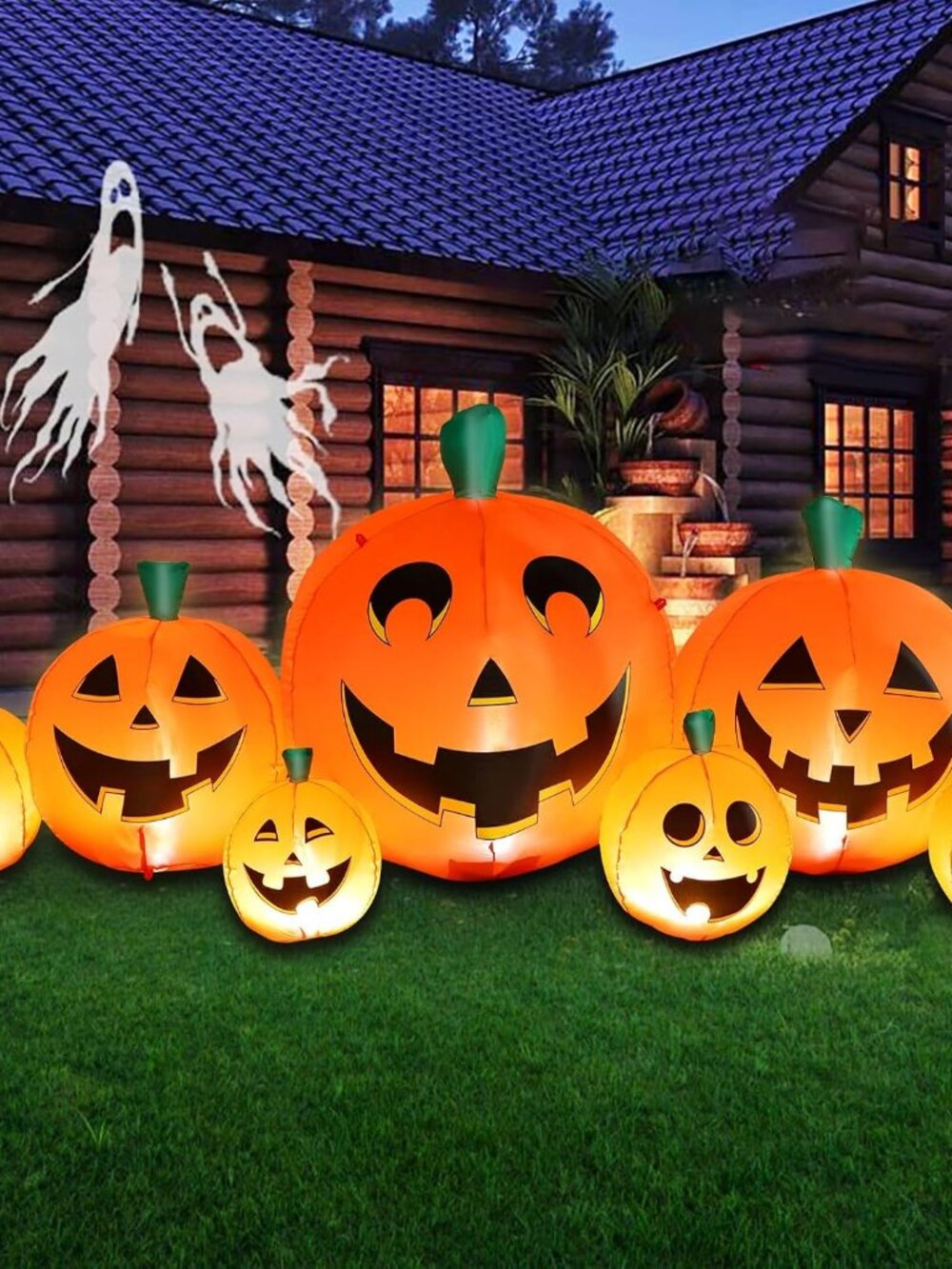 8.5 FT Halloween Inflatable Pumpkin Patch 7 Piece LED Lighted Yard Decoration